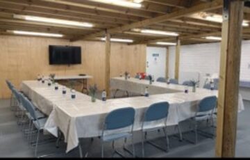 The Dining Hall For 10–30 people. Bespoke setup in U shape or theatre style. With/without tables Includes Monitor and Flip Charts